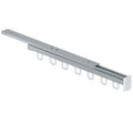 Extending Wardrobe Rail Material: Rail: Aluminum.Cover plate and sliding rings: Plastic. Area of Application: For screw fixing beneath shelves or cabinet top panels. Finish: Rail: Silver coloured anodised.Cover plate and sliding rings: White Version: Exte