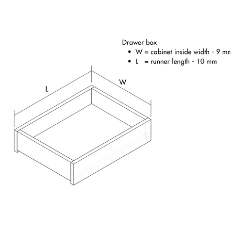Dimensions drawing 2 — Concealed Runner | 500mm–550mm