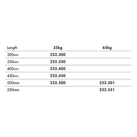Dimensions drawing 1 — Concealed Soft-Close Drawer Runner | 300–550mm