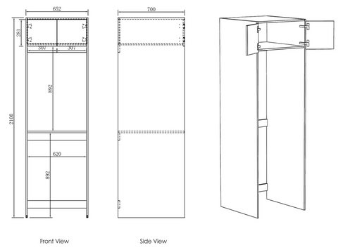Byron Natural Oak Laundry Cabinet with Stone Top Set 1960x600x2100mm (Style C)