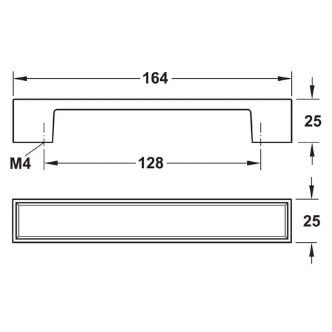 Furniture Handle with White Glass Inset