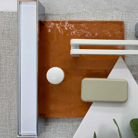 Furniture Handle with White Glass Inset