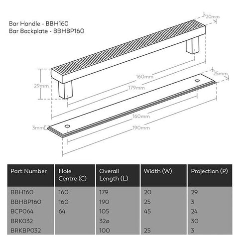 Barrington Backplate to Suit Bar Handle Matt Brass