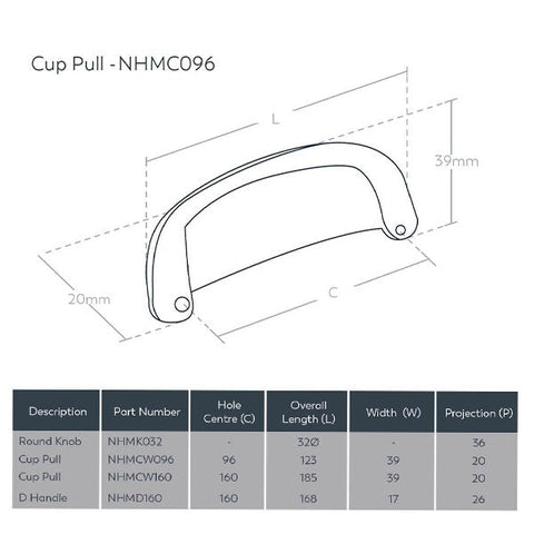 New Hampton Wide Cup Pull 96mm Polished Nickel